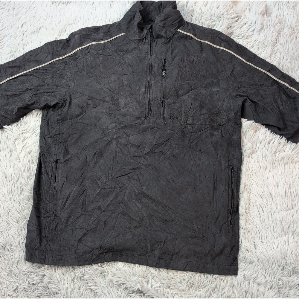 Izod Jacket Mens L Black Windbreaker Golf Outdoor Zip Up Pockets Pullover
